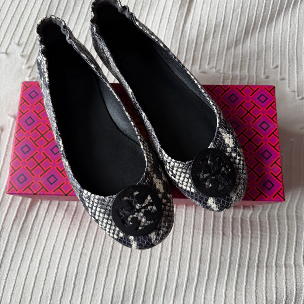 Tory Burch Minnie Flat Snake Skin